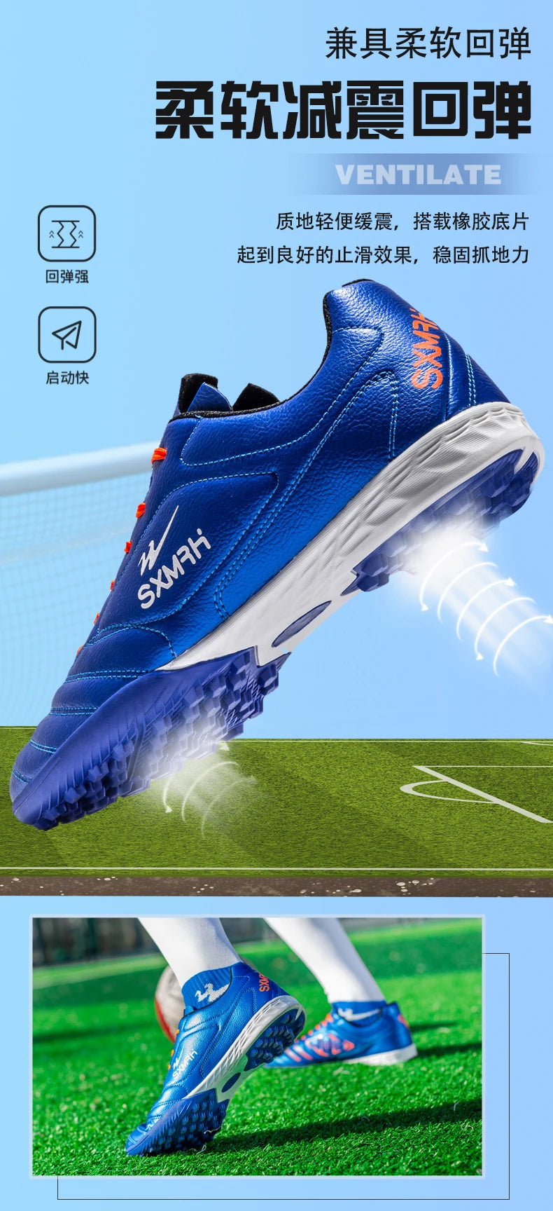 Double Star Herren-Fußballschuhe aus echtem TF-Turf, für Grundschüler, Jugendliche, Erwachsene & Kinder, professionelles Training und