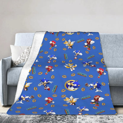 Shadow Game Blanket Soniced Cartoon Flannel Throw Blankets Summer Air Conditioning Decoration Lightweight Bedspreads