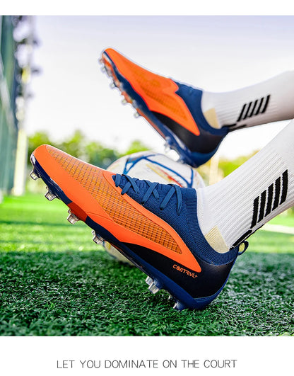 Botas de fútbol para hombre, tacos de exterior transpirables para adultos, antideslizantes, zapatillas deportivas de fútbol con tacos largos para entrenamiento y partido, cómodas para chicos