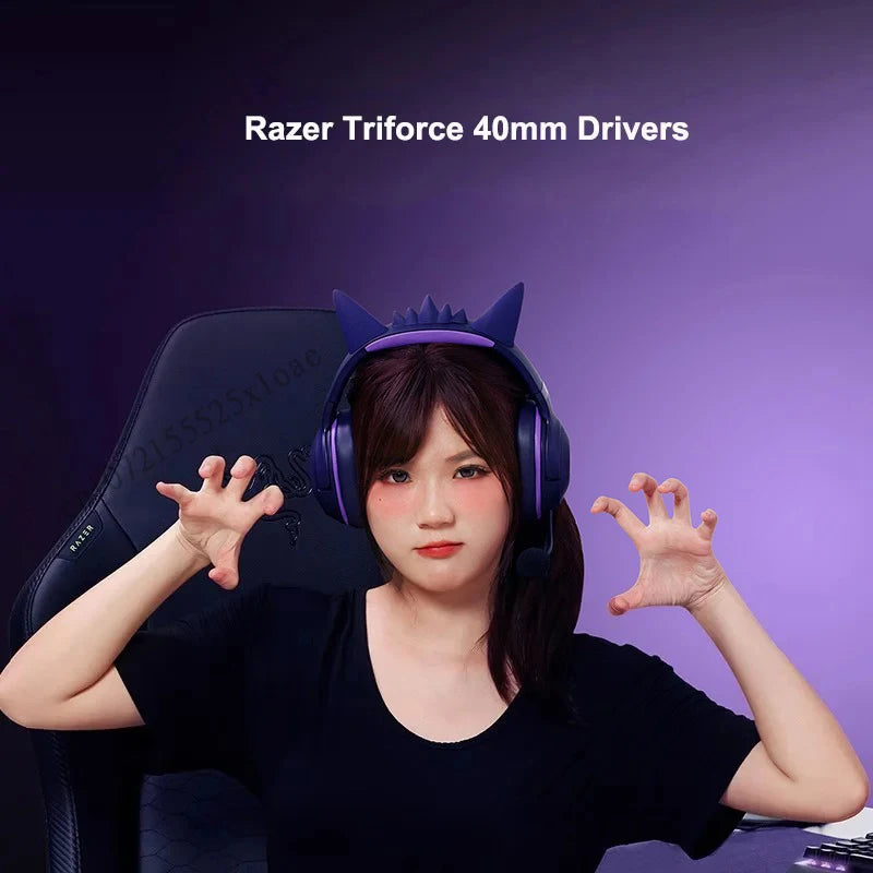 Razer Pokémon Gengar Edition Kraken Kitty V2 RGB Gaming Headset – USB Wired, TriForce 40mm Drivers, HyperClear Cardioid Microphone Gaming Headphones