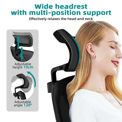 Daccormax Ergonomic Office Chair, Mesh Desk Chair Adjustable Lumbar Support, Swivel Tilt Wheels for Home Office Gaming