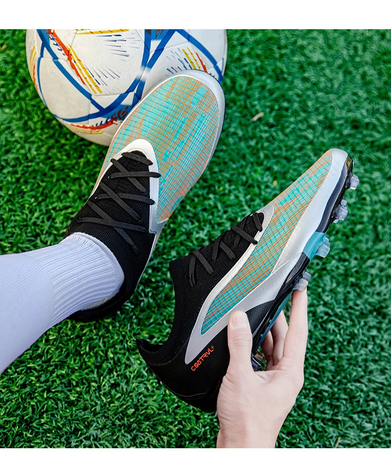 Botas de fútbol para hombre, tacos de exterior transpirables para adultos, antideslizantes, zapatillas deportivas de fútbol con tacos largos para entrenamiento y partido, cómodas para chicos