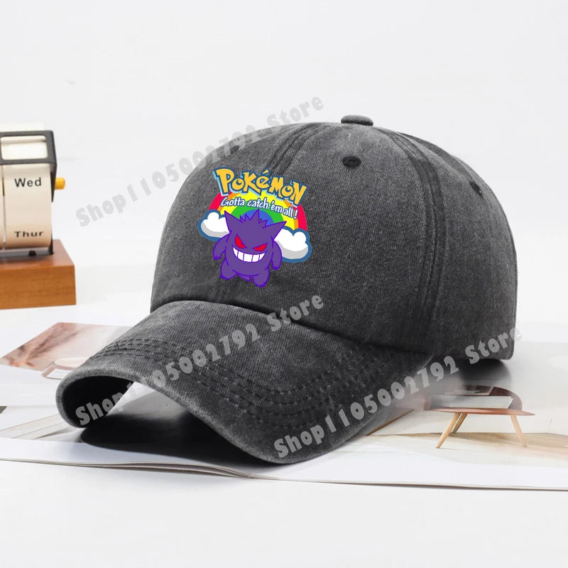 Pokémon-baseballkasketter, Pikachu, kawaii, anime-figurer, solhatte, sommer, udendørs, forældre og børn, solhat, trendy kasket med andetunge, gave
