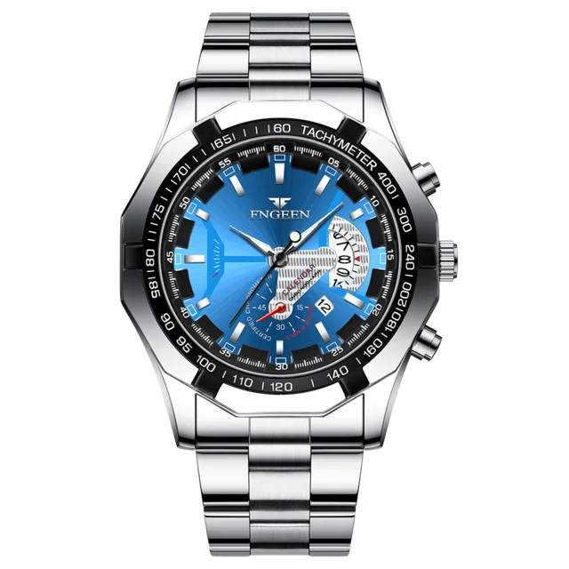 Men’s wristwatch, military, casual or sporty style, quartz, from a prestigious brand, made entirely of steel, water-resistant