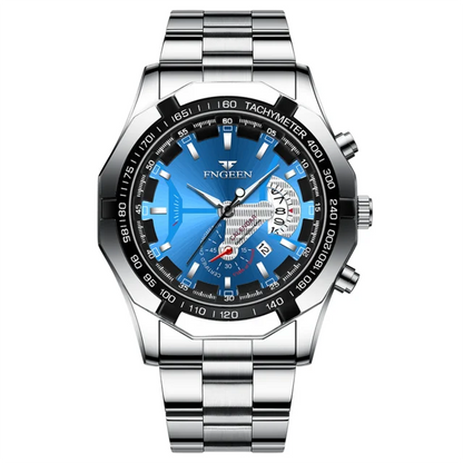 Men’s wristwatch, military, casual or sporty style, quartz, from a prestigious brand, made entirely of steel, water-resistant