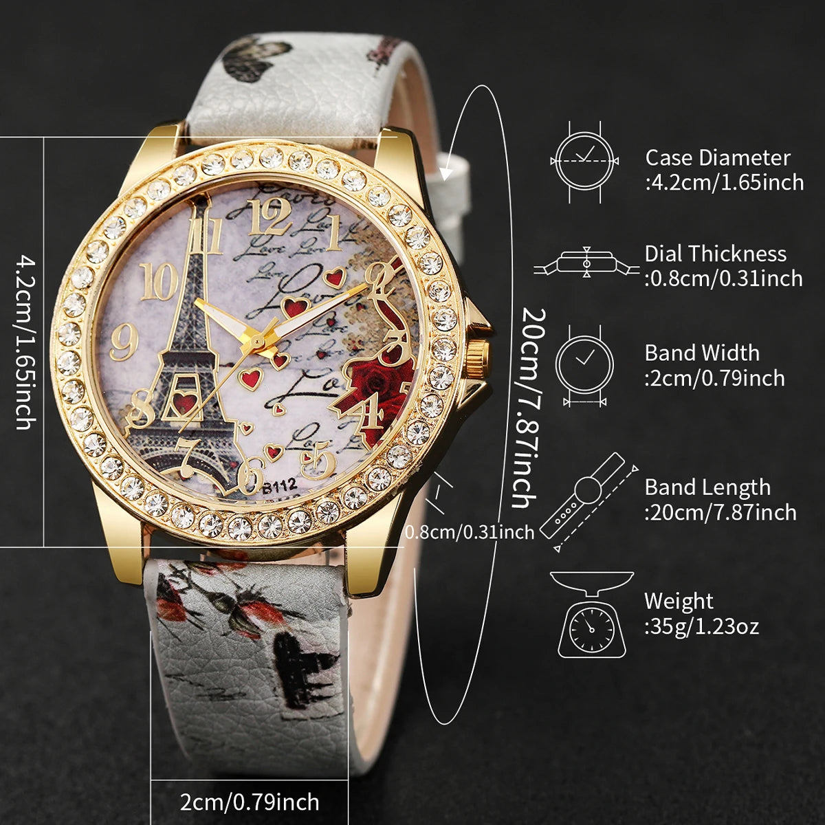 Fashion Flowers Women Watches Ladies Leather Strap Analog Quartz Watch Reloj Mujer Girls Clock Gift