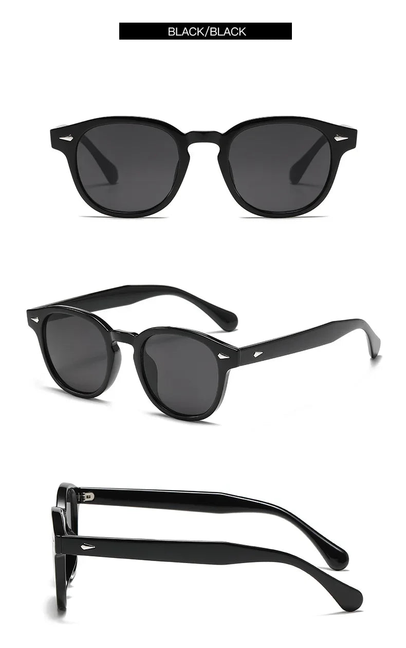 JNPCXI New Retro Round Sunglasses Women Yellow Fashion Rivets Decoration Shades UV400 Men Punk Sun Glasses