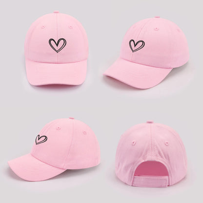Cartoon heart-shaped Baby Baseball Cap Cute Solid Color Toddler Sun Hat with Ears Summer Adjustable Kids Boy Girl Peaked Cap ﻿