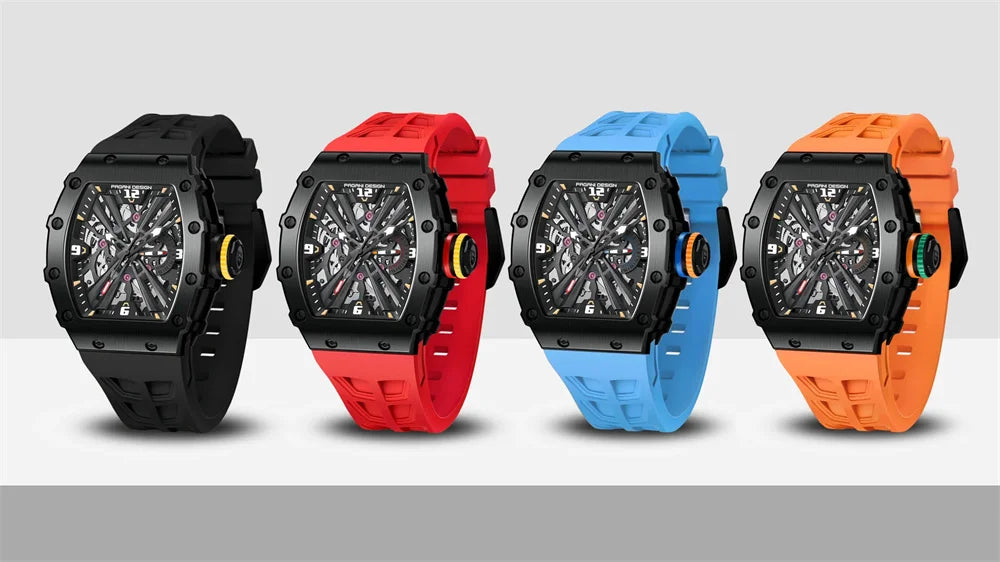 PAGANI DESIGN 42 MM Men's Skeleton Quartz Watch Japan VH65 Sapphire Glass Stainless Steel 50M Waterproof Wristwatches PD1738 New