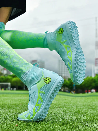 Professional Sports Football Shoes TF, Broken Nail Design, Durable Wear-Resisting Training Shoes for Teenagers, Adult High-Top Soccer Shoes