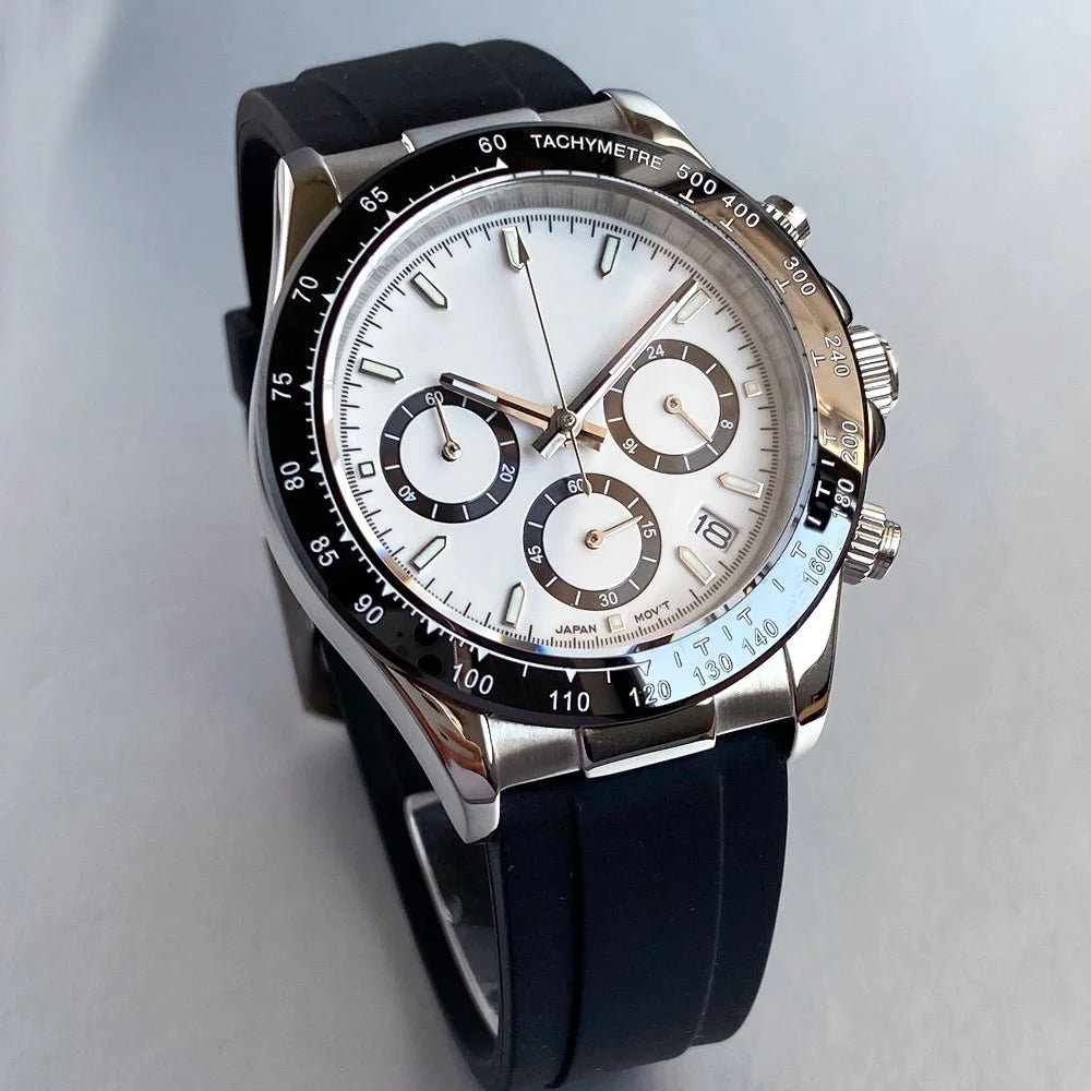 Luxuriöse VK63 Herrenuhr mit Quarzwerk, Business-Chronograph, 39mm, Stahl/Roségold, Datum, leuchtendes Zifferblatt, voll funktionsfähiger Chronograph