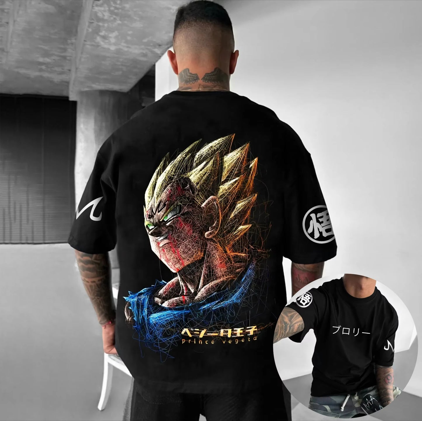 Dragon Ball GOKU Peripheral Printed T-shirt Bandai Loose Men's and Women's Summer Sweating Breathable Sports Short Sleeve