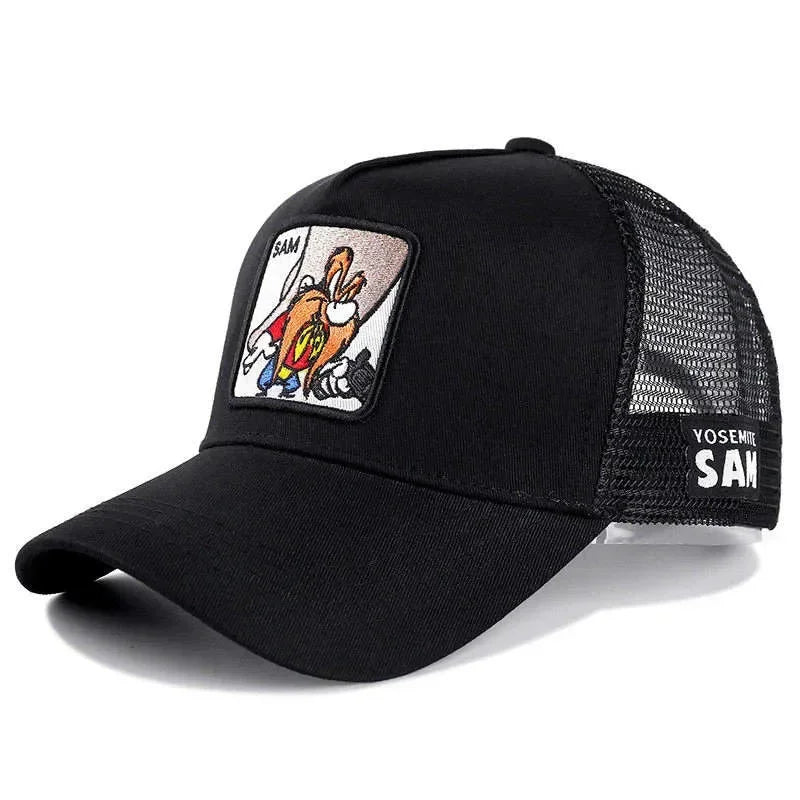 Hot Sale Unisex Anime Cartoon Cap High Quality Embroidered Patch Draw Baseball Cap Male Female Trucker Hat Mesh Hats Sun Hat
