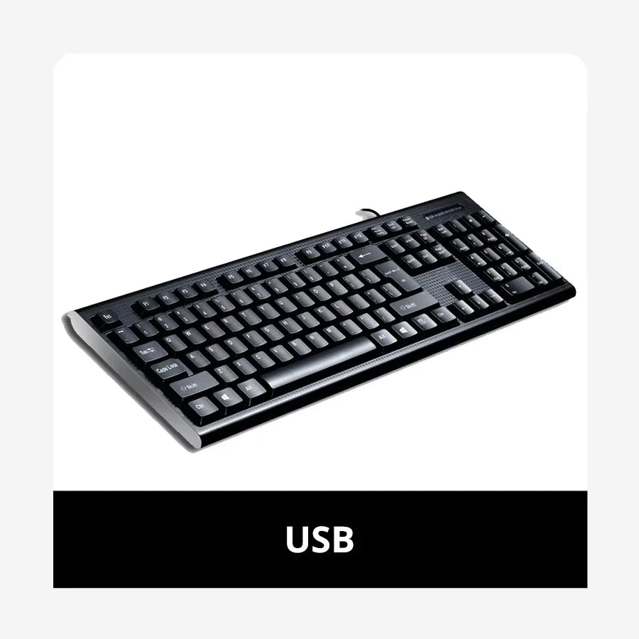 Q9 Einzelne Tastatur USB, quadratischer Anschluss, für Büro und Zuhause, PS2-Rundanschluss, kabelgebunden, für Desktop-Computer