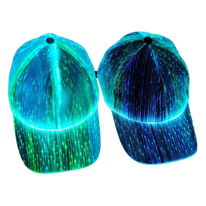 Șapcă cu LED-uri din fibră optică, cu 7 culori luminoase, șapcă de baseball EDC strălucitoare, încărcare USB, șapcă luminoasă, șapcă LED de performanță