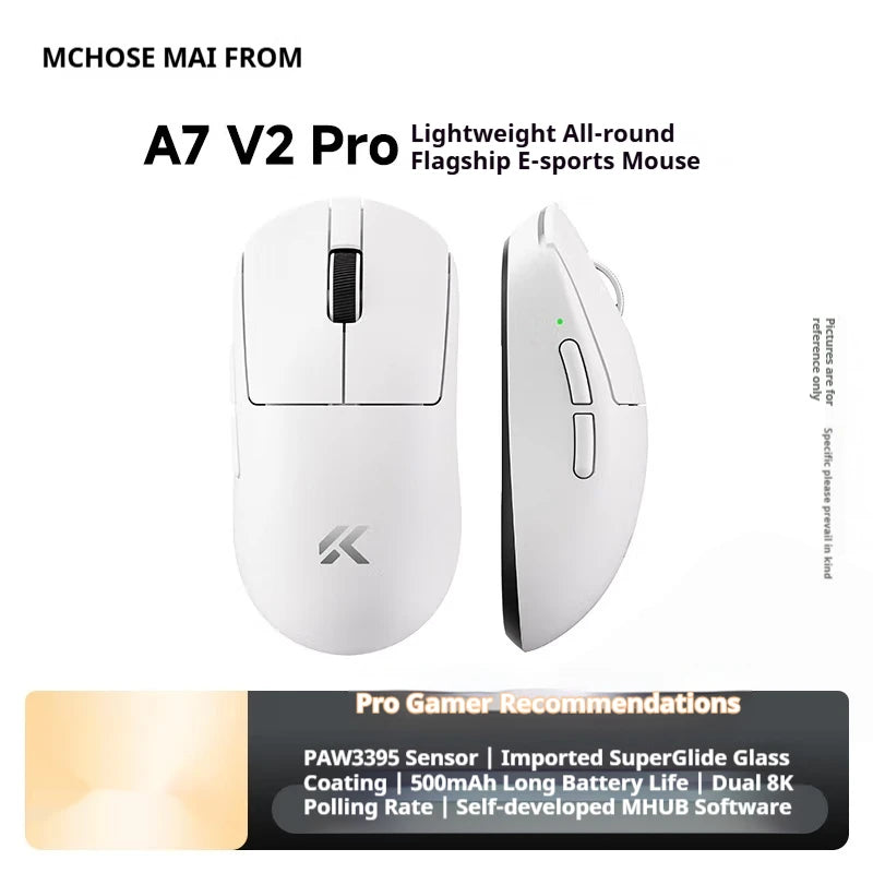 MCHOSE A7 V2 Ultra+ Wireless Gaming Mouse Tri-Mode Lightweight PAW3950 Ti Sensor 42000 DPI Esports Mouse with 500mAh Battery