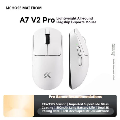 MCHOSE A7 V2 Ultra+ Wireless Gaming Mouse Tri-Mode Lightweight PAW3950 Ti Sensor 42000 DPI Esports Mouse with 500mAh Battery