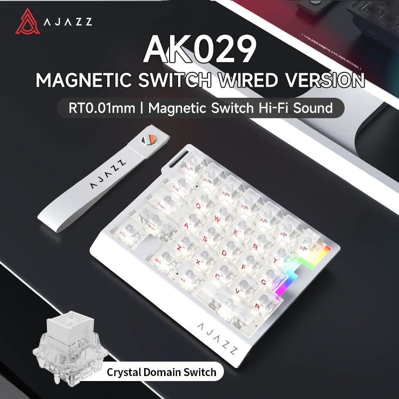 AJAZZ AK029 Wired One-Handed Gaming Keyboard with HE Magnetic Switch, 8000Hz RGB Mini Mechanical Keyboard, 29 Keys for PC Gaming