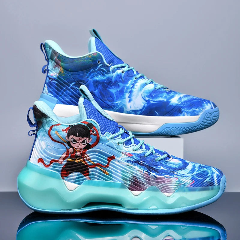 Chaussures de sport unisexes, chaussures d'entraînement de basket-ball respirantes en maille tendance, bottes de compétition légères à rebond pour hommes