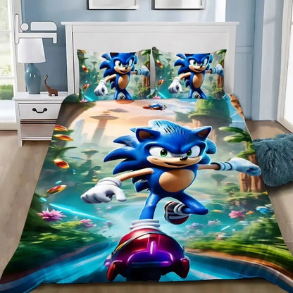 Exquisite 3D Cartoon Sonics Duvet Cover Anime Digital Printing Bedding Set Comforter Bed Youth Kids Girl Boys Gift