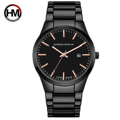 Hannah Martin men’s watch, stainless steel case, quartz movement, 41 mm dial, business style, with calendar display (imitation)