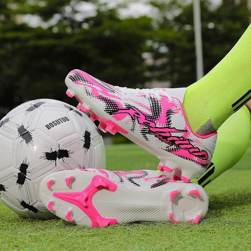 Nouvelles chaussures de football pour hommes, crampons FG, pointes longues TF, crampons pour terrain synthétique, chaussures de football Yonug, antidérapantes, unisexes, pour entraînement et match sur gazon extérieur