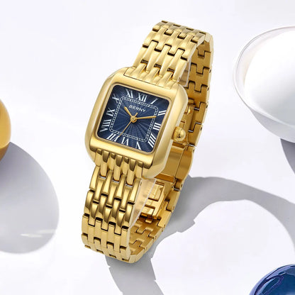 BERNY Gold Watch for Women Luxury Brand Square Ladies Quartz Watches New In Top Quality Fashion Elegant Business S/S Wristwatch