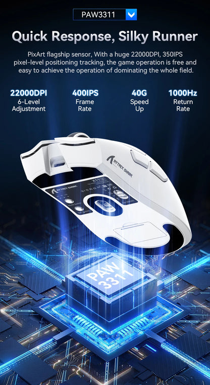 ATTACK SHARK X11 X11 SE Wireless Gaming Mouse 22K DPI PAW3311 63g Lightweight Tri-Mode Bluetooth/2.4G/Wired 20M Clicks RGB