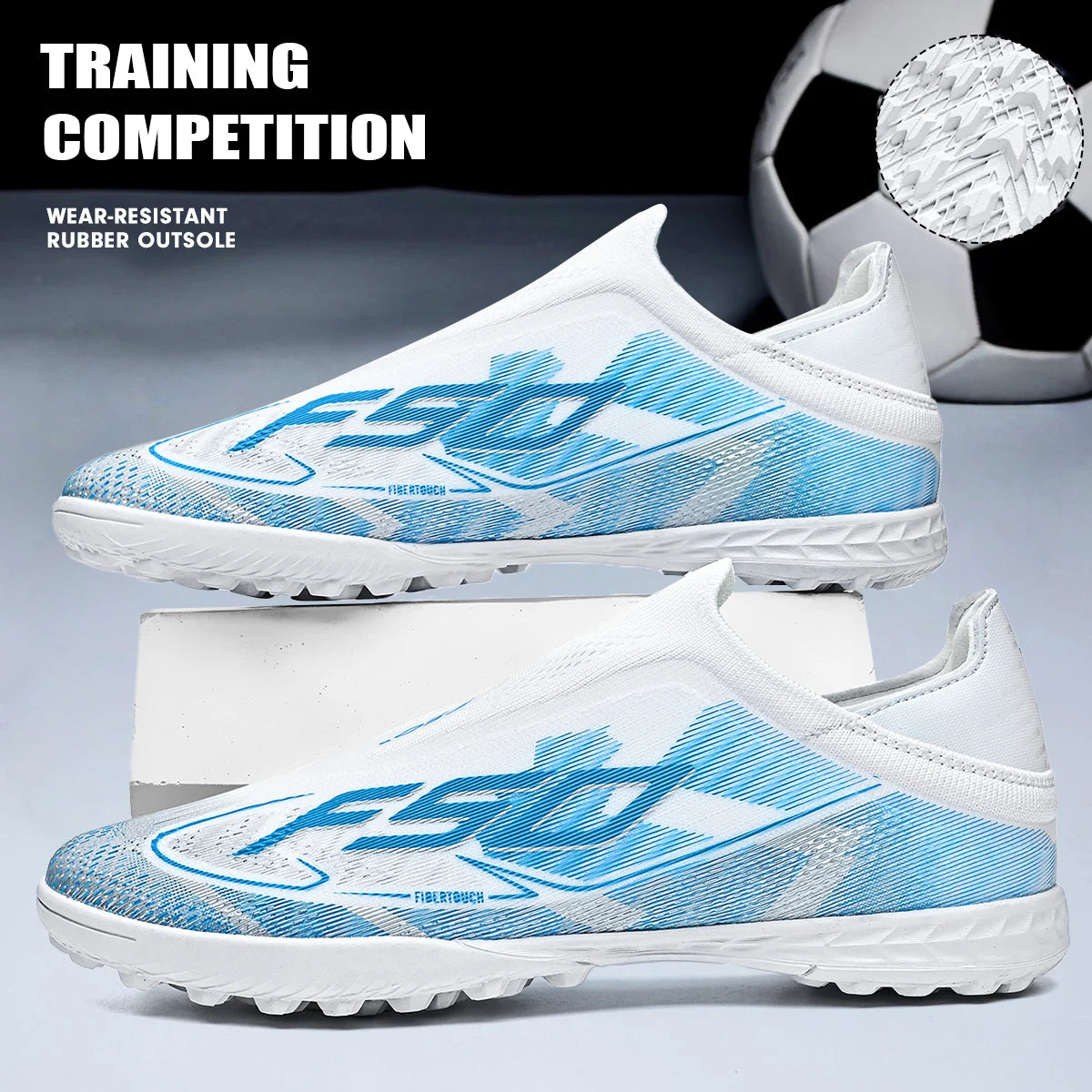 Professional TF Soccer Boots Unisex Youth Adult PU Fabric Upper Rubber Sole Non-Slip Training Cleats