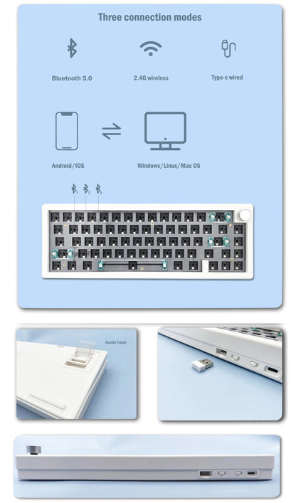 ZUOYA GMK67 customized Mechanical keyboard kit hot-swappable Bluetooth 2.4G Wireless RGB Backlit Gasket Structure keyboard 3-mod
