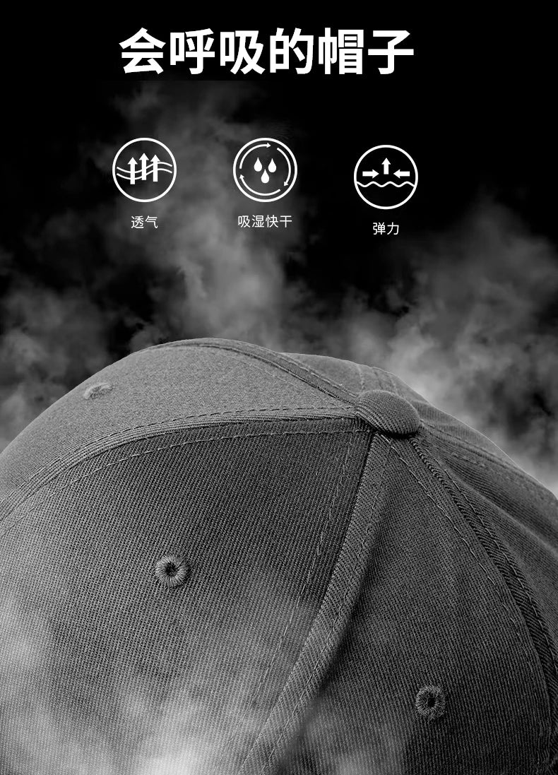 InlnDtor Embroidery high top European and American style wide brim baseball cap casual big head circumference men's cap