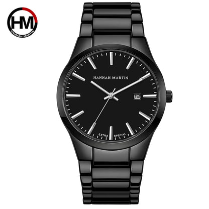 Hannah Martin men’s watch, stainless steel case, quartz movement, 41 mm dial, business style, with calendar display (imitation)