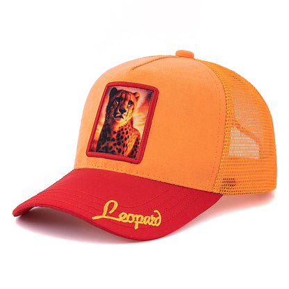 Gorra de malla unisex con parche con diseño de león, de ante, para mujer y hombre, gorra de béisbol de verano con motivos animales, gorra de camionero de moda