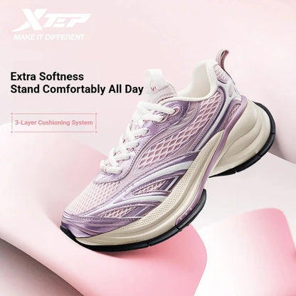 Xtep Basque 3 Sneakers Women Lightweight Wear-Resistant Trendy Durability Thick Sole Casual Sports Female Shoes 874218320006