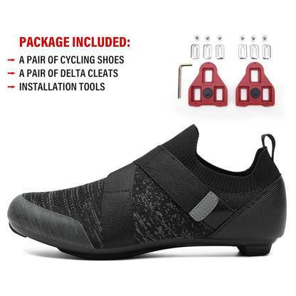 Unisex Cycling Shoes Compatible with Pelotan/SPD Indoor Road Riding Biking Bike Shoes with Delta Cleats Included for Men Women