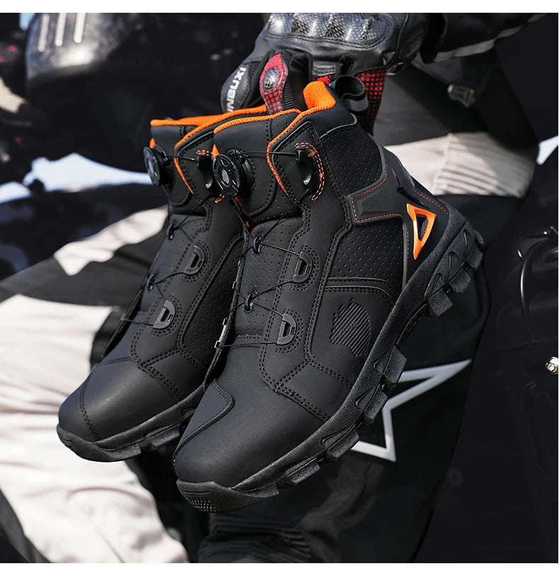 Bottes de moto professionnelles pour hommes, chaussures de course tout-terrain, équipement de moto urbaine, en cuir microfibre ultra-fin