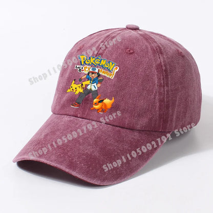 Pokémon-baseballkasketter, Pikachu, kawaii, anime-figurer, solhatte, sommer, udendørs, forældre og børn, solhat, trendy kasket med andetunge, gave