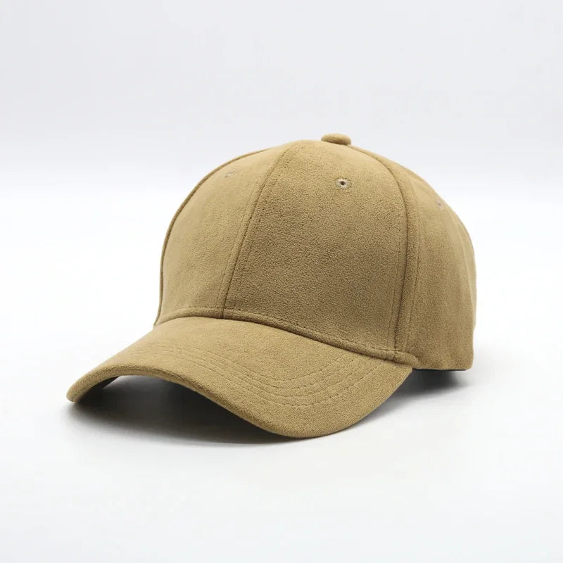 Casquette de baseball en daim en gros, automne-hiver, pour hommes et femmes, casquette unie d'hiver, style urbain, unisexe, ajustable, décontractée, unie, Gorra Caps