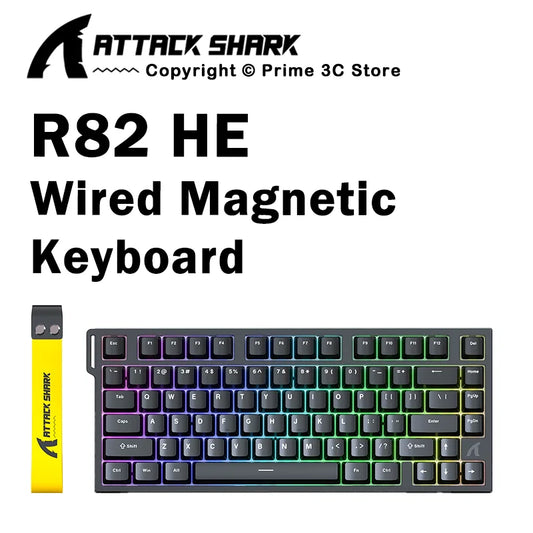 Teclado gaming magnético con cable ATTACK SHARK R82 HE 75% RGB 8000Hz Rapid Trigger, activación de 0.005mm