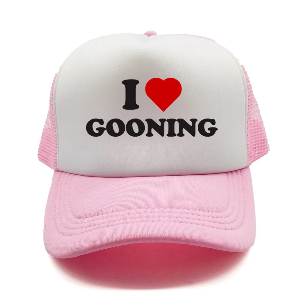 Αστεία καπέλα μπέιζμπολ «I Love Gooning» – Δροσερά καλοκαιρινά ανδρικά καπέλα από πλέγμα – Χιουμοριστικά καπέλα τύπου «Trucker» – Unisex καπέλα από πλέγμα για υπαίθριες δραστηριότητες – MZ-080