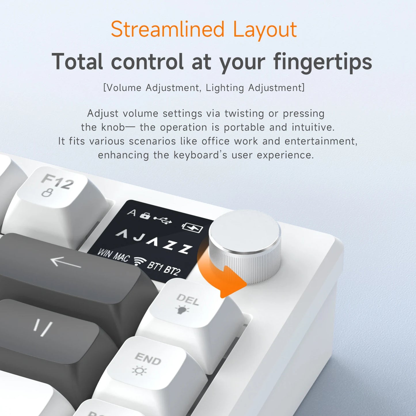 AJAZZ AF82 Low-Proflie Electrostatic Keyboard  4000mAh Trl-Mode 75% Type-C Display Screen  Keyboard Office Gaming E-sport