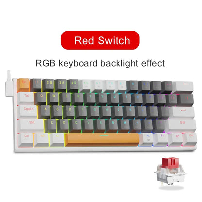 E-YOOSO Z11 RGB USB 60% Mini Mechanical Gaming Keyboard Blue Red Switch 61 Keys Wired Detachable Cable, Portable for Travel PC