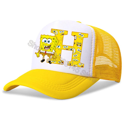 Spongebob-baseballkasketter til børn – kawaii-tegneserie med bogstaver – afslappet solhat til børn – justerbar kasket med skygge – fødselsdagsgaver