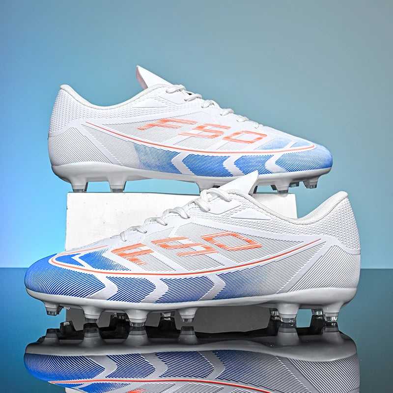 Chaussures de football populaires à tige basse FG/TF, unisexe, pour terrain, entraînement rapide, crampons antidérapants à crampons longs