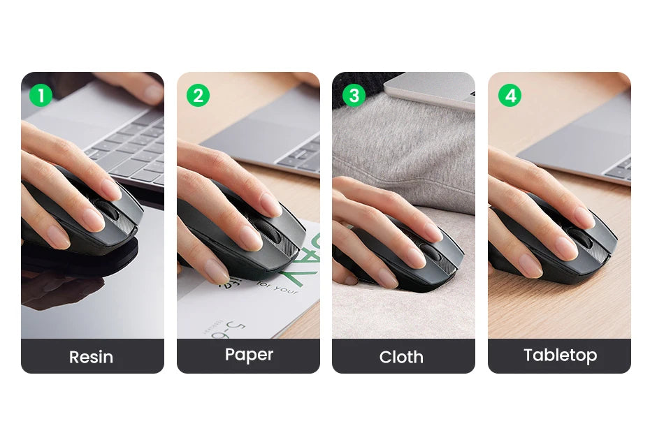 Ratón inalámbrico UGREEN Bluetooth 5.0 ergonómico, 4000DPI, 6 botones silenciosos, para MacBook, tabletas, portátiles, ordenador PC, 2.4G