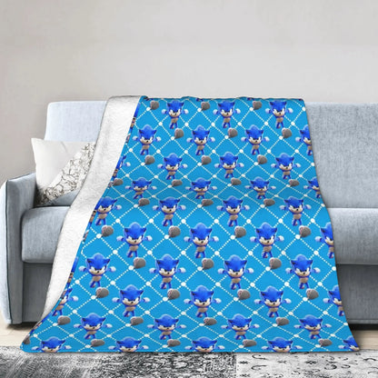 Shadow Game Blanket Soniced Cartoon Flannel Throw Blankets Summer Air Conditioning Decoration Lightweight Bedspreads