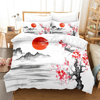 Bambukuvioinen pussilakanasetti, kiinalaistyylinen vuodevaatesetti, nuorten pellavasetti, Queen Size -kokoinen peitonpäällissetti, muodikas vuodevaatesetti