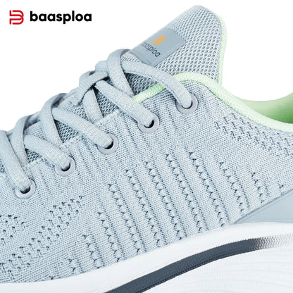 Baasploa Women Sport Shoes Comfort Lightweight Running Shoes for Women Mesh Breathable Casual Sneakers White Walking Sneakers