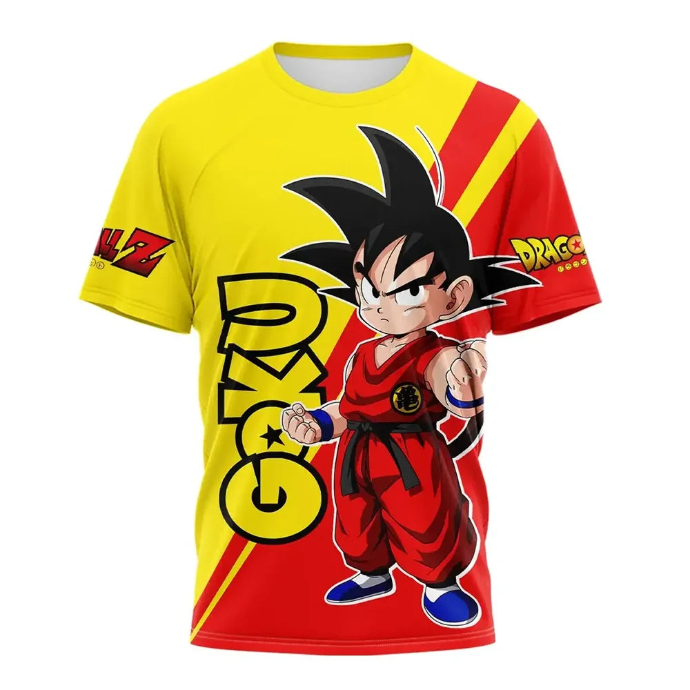 2026 New 3D Printed Cartoon Anime Dragon Ball Z Pattern Kids Trend Tee Kids Adults Street Fashion Cosplay Top Children Clothing