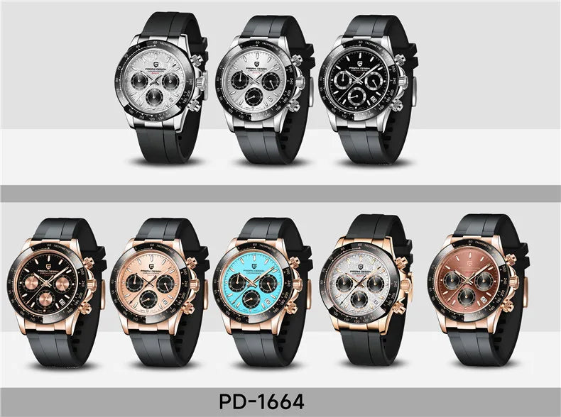 Montre-bracelet pour homme PAGANI DESIGN – Chronographe de luxe, mouvement à quartz MIYOTA VK63, verre saphir, étanche, style sportif